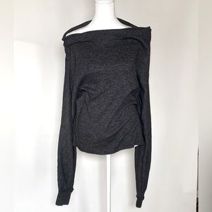 Free People Oversized Off the Shoulder Grey Sweater Women’s Small